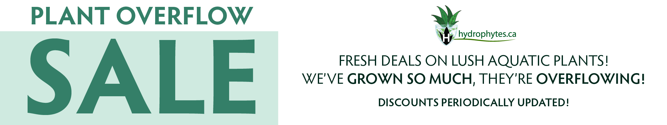 Plant Overflow Sale! Fresh deals on lush aquatic plants! We’ve grown so much, they’re overflowing! Discounts Periodically Updated!